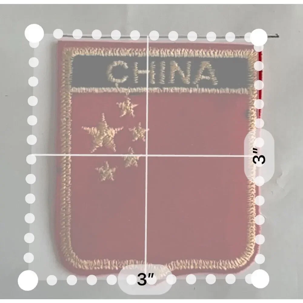 VintageChina Flag Embroidered Iron-On Patch Emblemed Golden Border New P15